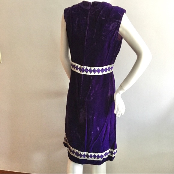 Vintage 1960s Velvet Mod Dress Gogo - Picture 5 of 14